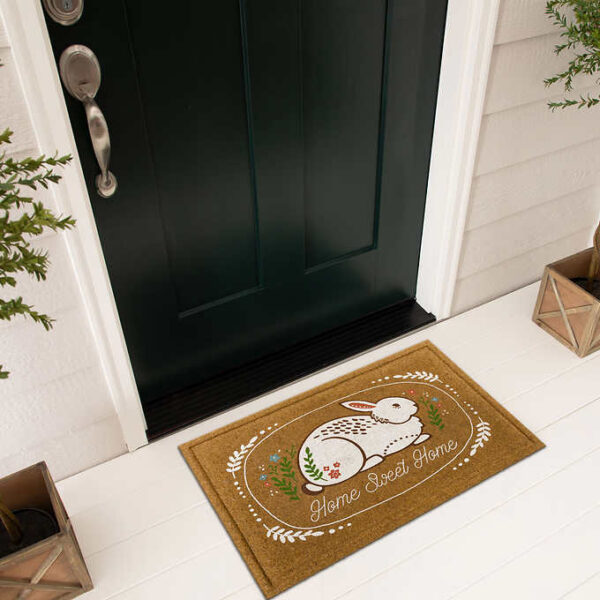 Faux Coir Doormat, Sweet Home Rabbit, 24" X 36"