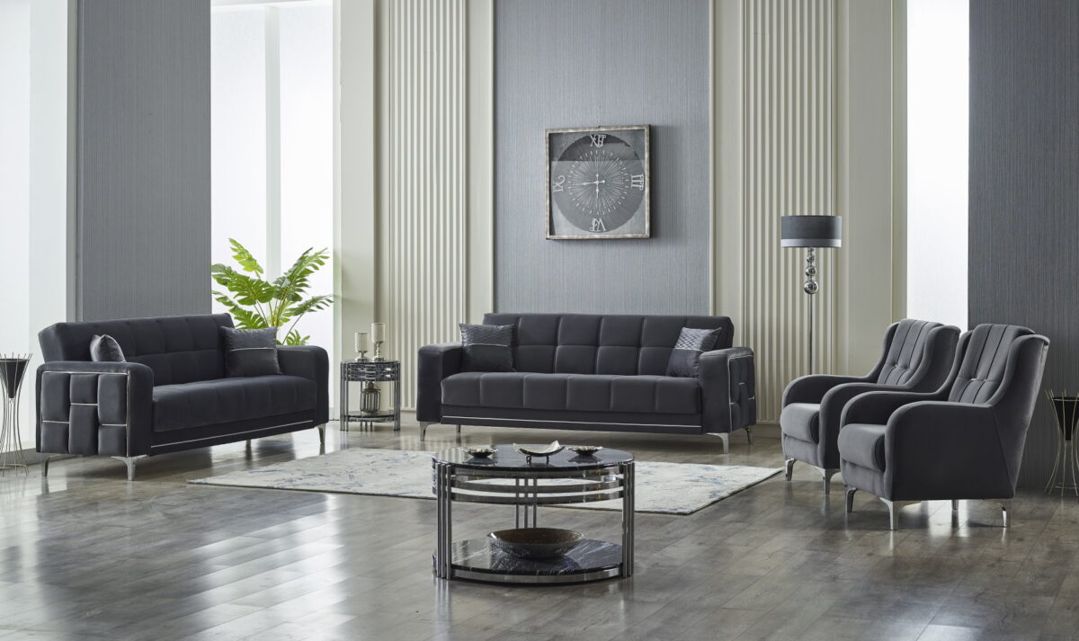 Alice LV412 Gray Living Room Set (1)